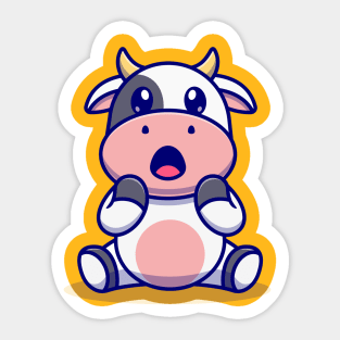 Cute Surprised Cow Sticker